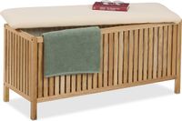 Merkloos Relaxdays Badkamer bankje - met wasmand - 100 l - hout