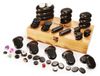 Basalt Pierres de Massage Chaudes - 60 Pièces - Boîte Décorative en Bambou - Ovale et Plat