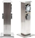 Poteau de jardin avec 2 prises et prises programmables - Colonne de prises en acier inoxydable extérieur IP44