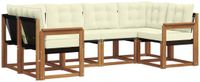 vidaXL - Acacia Houten Loungeset - Hoek Loungeset - 6-Persoons - Natuurlijk en Crème