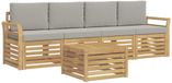 vidaXL - Buiten - bank - set - 5 - st - Wit - en - Lichtgrijs - Polyester
