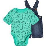 LUPILU Ensemble bébé, 2 pièces, avec salopette. (Bleu foncé/turquoise, 50)