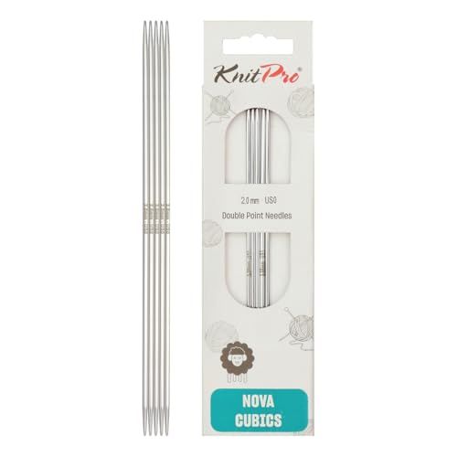 KnitPro Nova Cubics breinaalden zonder knop – breinaalden met dubbele uiteinden 12,5 cm x 2 mm, verpakking van 5