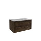 Saniclass Holz Frame Badkamermeubelset - 80x45x42cm - Vygo keramische wastafel - mat eiken charcoal
