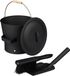 Relaxdays Asemmer met deksel en veegset, 7,5 liter, inclusief garde en schoorsteenschep, asbak met handvat, zwart