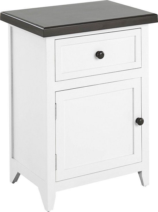 Beliani LAYOLA Nachtkastje - Wit/Bruin - MDF - Scandinavisch & Basic