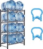 VEVOR Waterkruikhouder met 4 niveaus, 5 gallon waterfleshouder, dubbele rij waterfles rek voor 8 flessen, zwaar belastbaar waterkruikrek voor keuken, kantoor, woonkamer, zwart