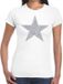 Bellatio Decorations Shoppartners Bv Glitter and glamour ster T-shirt - zilver glitters - wit - dames - Verkleedkleding - Feestkleding M