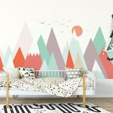 Ambiance Sticker Kinderstickers van Scandinavische bergen, Melanika, 100 x 150 cm