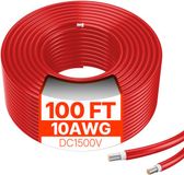 VEVOR 30,48m Zonnepaneelkabel Zonnepaneelverlengkabel 6mm²/10awg IP67 PV-Kabel Rood