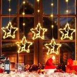 Merkloos / Sans marque Kerstverlichting Lichtgordijn - Sterren - Rendier - 94 leds - Stroom - Timer - 8 modi - Binnen en buiten - Kerstmis - Raamdecoratie - Feest - Bruiloft