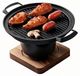 Merkloos Omgoods - Grill de table sans fumée - Barbecue portable - Grill à charbon - Mini table d'appoint - Bois d'érable/alliage d'aluminium - Diamètre intérieur : 17 cm - Barbecue