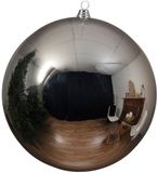 Decoris Grote Kerstbal - Zilver - Glans - Kunststof - 14 cm