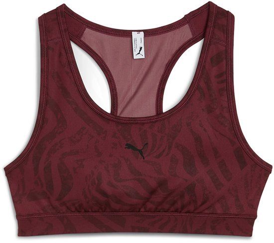 Puma 4keeps Padded Ribbon Stripe Print Sportbeha Rood XL Vrouw