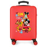 Disney Mickey All Smile Koffer cabine, meerkleurig, 38 x 55 x 20 cm, robuuste ABS-kunststof, sluiting met combinatiestang, 35 l, 2 kg, 4 dubbele rode zakken, Start, Talla única, cabinekoffer