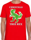 Bellatio Decorations Christmas tree rex Kerstshirt / Kerst t-shirt rood voor heren - Kerstkleding / Christmas outfit XXL