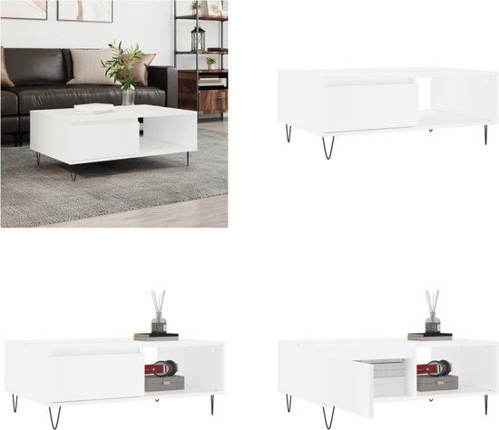 vidaXL Salontafel 90x60x35 cm bewerkt hout wit