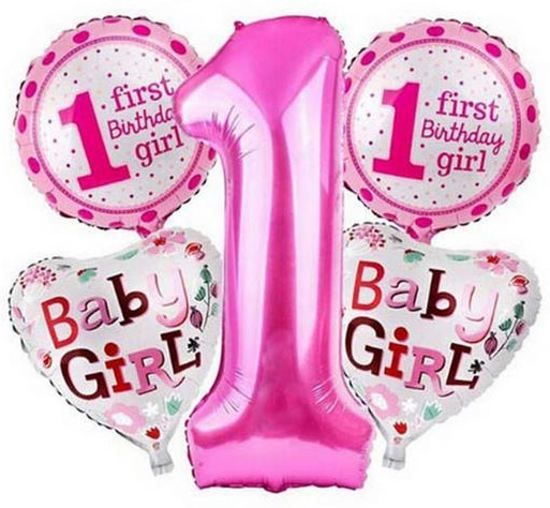 pippashop 5 stuks helium ballonnen roze 1 jaar roze