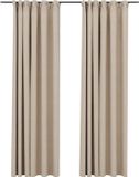 vidaXL Gordijnen linnen-look verduisterend haken 2 st 140x245 cm beige