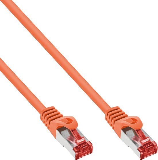 InLine® Patchkabel, S/FTP (PiMf), Cat.6, 250 MHz, PVC, koper, oranje, 10m