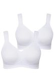Ulla Popken - Dames - Microvezel-beha set van 2 zonder beugel voorgevormde cups - Sneeuwwit - Maat 85E