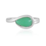 Cavill - 1,8 Karaat Chrysopraas Ring - 925 Sterling Zilver Verstelbaar - Peervorm Cabochon - Modern Design - Luxe Groene Edelsteen
