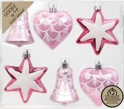 Inge-glas Inge Christmas kersthangers figuurtjes - 6x - roze - 9 cm - kunststof