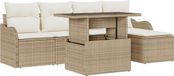 vidaXL Salon de jardin avec coussins 6 pièces Beige Polyrotin