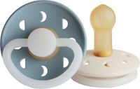 FRIGG Moon Night Fopspeen Stone Blue / Cream 0-6 Mnd 2 Stuks