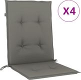vidaXL Stoelkussens - 4 stuks - Lage rug - 100x50x4 cm - Stof - Donkergrijs