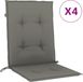 vidaXL Stoelkussens - 4 stuks - Lage rug - 100x50x4 cm - Stof - Donkergrijs