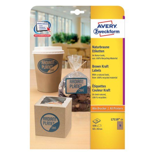 Avery L7110-25 - Etiket - bruin - papier