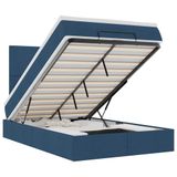 VidaXL Ottoman Bed with Mattress and LEDs 120x190 cm Fabric Blue