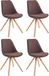 CLP Toulouse Set van 4 Stoelen - Zonder armleuning - Vierkant frame - Stof - bruin natura