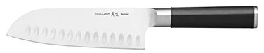 Fiskars Santokumes met Kuiltjes, Sensei, Totale lengte: 29,5 cm | Roestvrij Staal met hoog Koolstofgehalte/Kunststof, 1024271