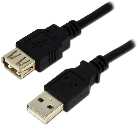MCL USB 2.0 Type A m/f, 3m USB-kabel USB A Zwart