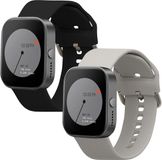 kwmobile 2x horlogebandjes geschikt voor CMF by Nothing Watch Pro (D395) bandje - Smartwatch bandjes van TPU - Activity tracker horloge band in zwart / grijs