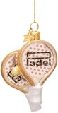 Vondels Boule de Noël - Raquette de Padel 9.5cm en Verre, Couleur Rose, 1 Pièce