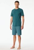 Schiesser Heren Shortama Katoen - Casual Essential - Petrol - Maat 50
