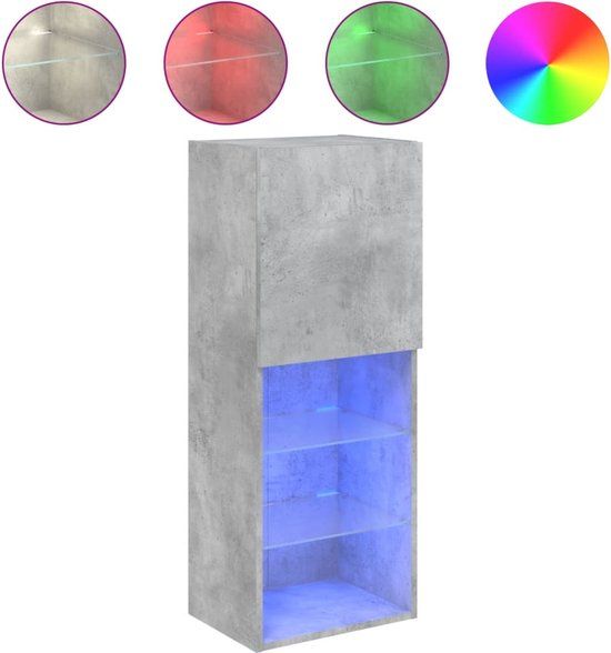 vidaXL Tv-meubel met LED-verlichting 40,5x30x102 cm betongrijs