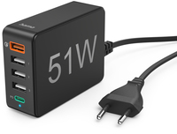 Hama 51W USB-C & USB-A Charger - Quick Charge 3.0 - Black
