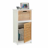 Relaxdays badkamerkast - met lade en deur - halfhoog - 83 x 40 x 30 cm - bamboe - wit