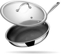 Stahl - Triply Koekenpan - Hexagon Anti Aanbaklaag - Met Deksel - 24 cm - Geschikt voor Inductie & Alle Warmtebronnen