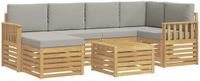 vidaXL Tuinset met 7 zitplaatsen, wit en lichtgrijs, polyester