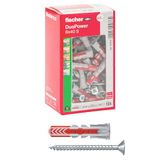 Fischer 50 x pluggen met schroef DuoPower 8 x 40 mm, voor muren, gatsteen, gipsplaat, 537647