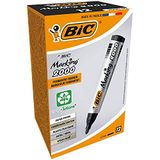 BIC Marking 2000 Permanent Marker 8209153, Watervaste Stift voor Glas, Metaal, Hout & Meer, Lijndikte 1,7 mm, 12 Stuks, Zwart