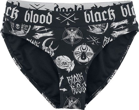 Gothicana Zwart Bikinibroekje Met Occulte Symbolen - Dames - M