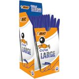 BIC Cristal Grote Balpennen Brede Punt (1,6 mm) - Blauw, Doos van 50 Stuks