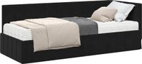 vidaXL Hoekbedframe met Matras en Hoofdeinde - Zwart Fluweel - Tweepersoons