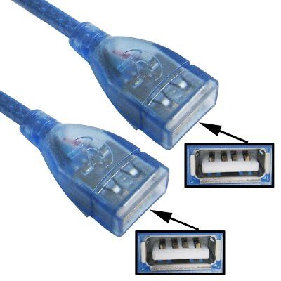 ZAORUN USB 2.0 Type A Female to Female Cable - 30cm - Blue